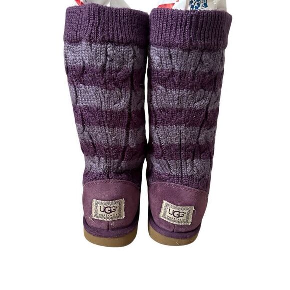 UGG Striped Knit Sock Boots size 5 Purple Limited Edition - Picture 2 of 8